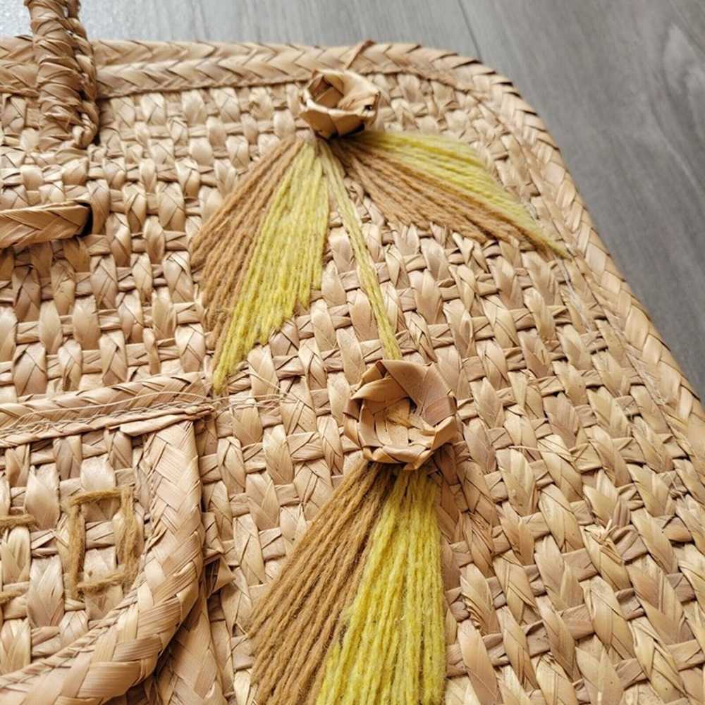 Vintage Mexico Hand Woven Straw Raffia Wicker Bea… - image 4