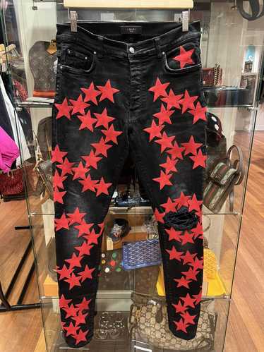 Amiri Amiri chemist star patch denim jeans red su… - image 1