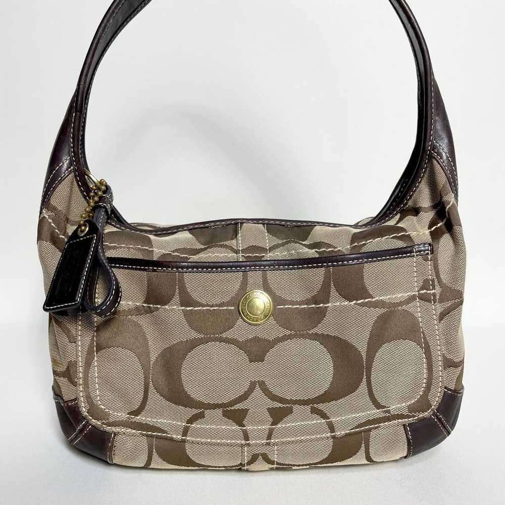 2408-132 | Coach Signature Handbag Dark Brown - image 2