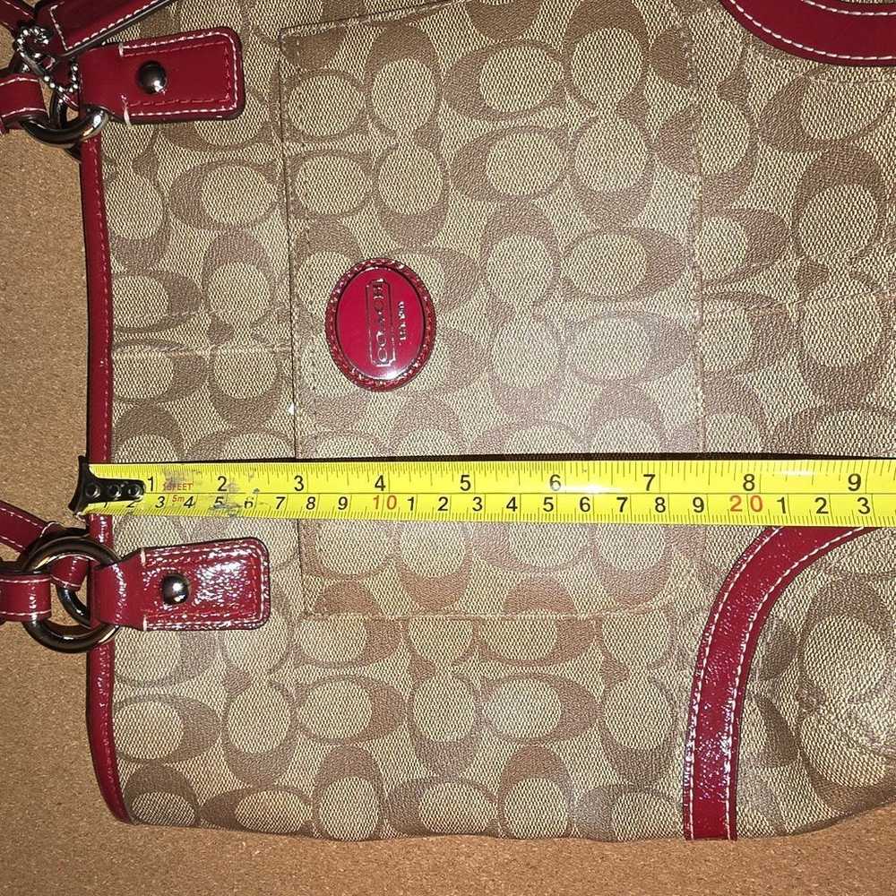 Coach tote signature brown with red trim mint con… - image 7