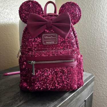 Hot pink sequin Disney parks loungefly