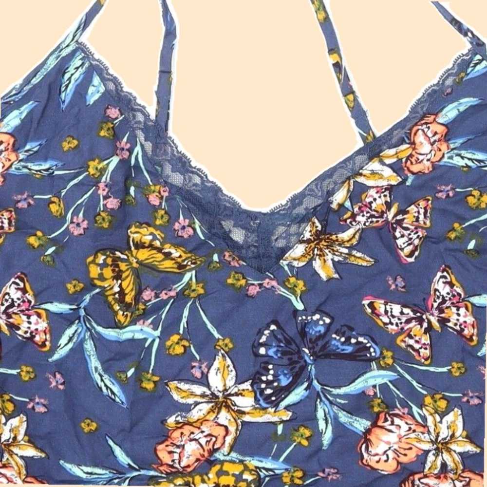 Vintage Lovely Ladies Blue Floral Viscose Pyjama … - image 8