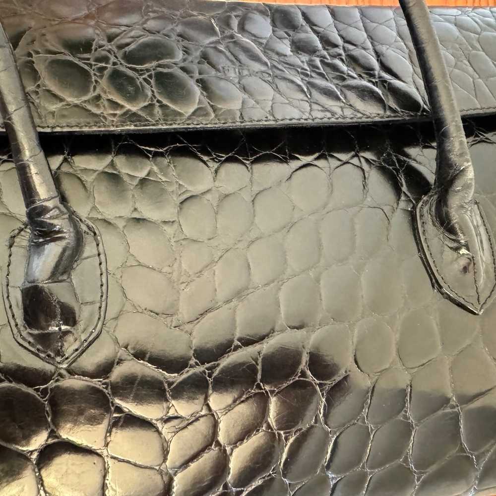 Furla Black  Croc Embossed Leather Tote made in i… - image 12