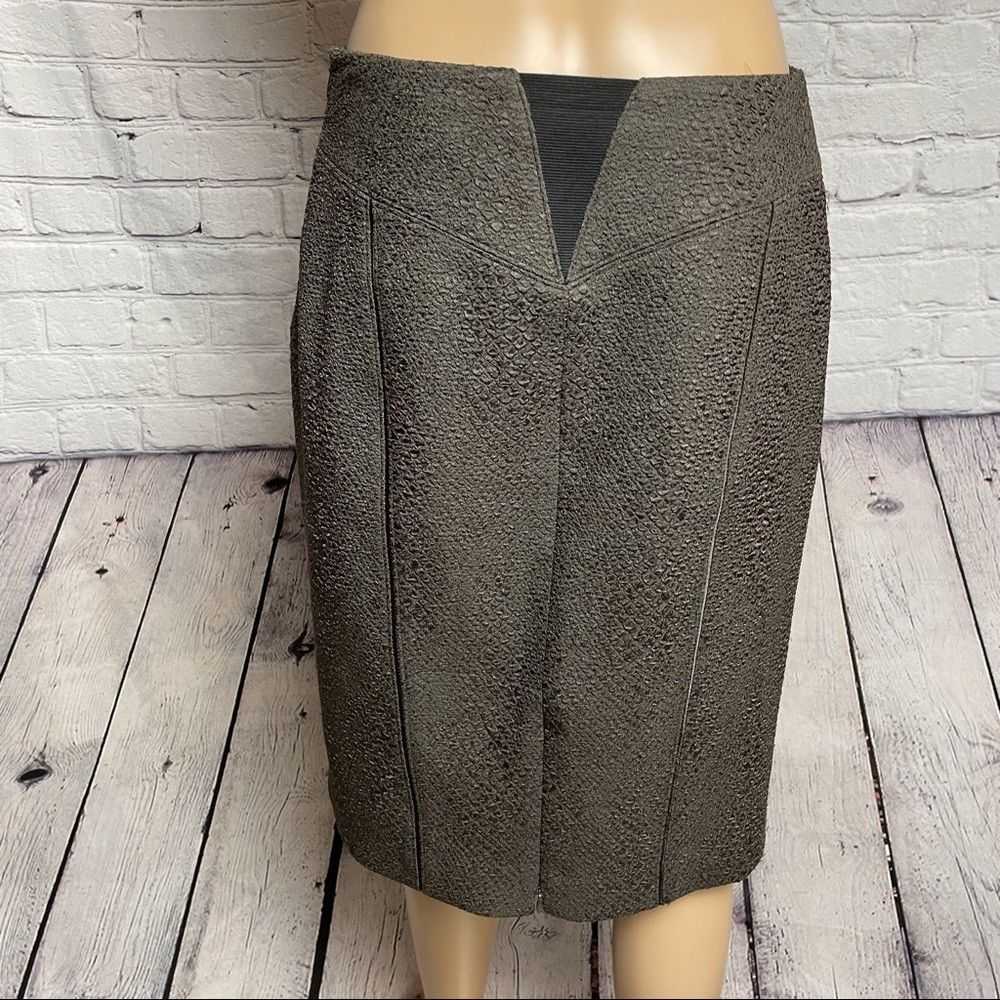 Elie Tahari T Tahari Olive Pencil Skirt Textured … - image 2