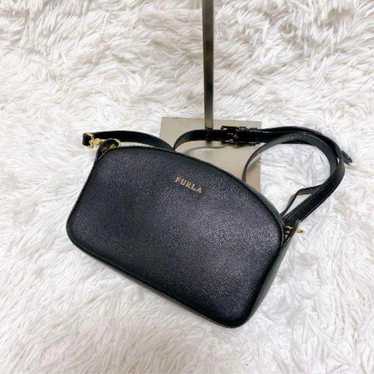 Furla Shoulder Bag Half Moon Black Leather Crossbo