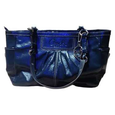 Coach Factory navy patent leather turnlock satchel