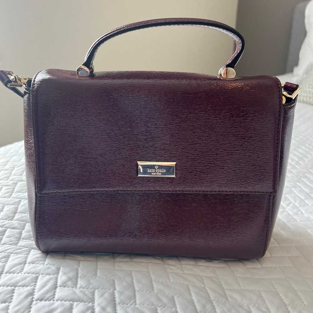 Kate Spade Burgandy Patent Leather Handle Purse w… - image 12