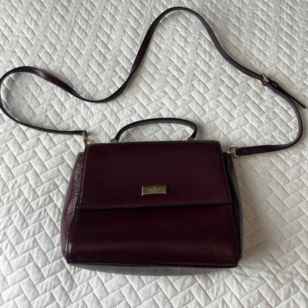 Kate Spade Burgandy Patent Leather Handle Purse w… - image 1