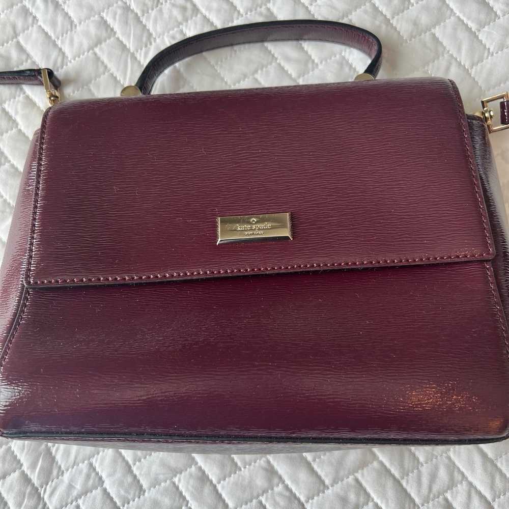 Kate Spade Burgandy Patent Leather Handle Purse w… - image 2