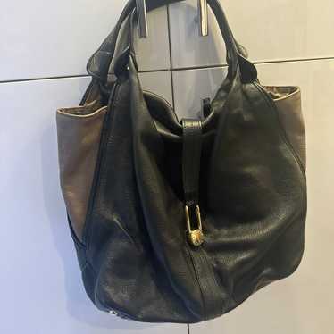 Furla Elisabeth Black/Tan Leather Large Hobo Bag - image 1