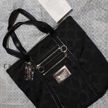 COACH Poppy Op Art Glam Tote Black - image 1