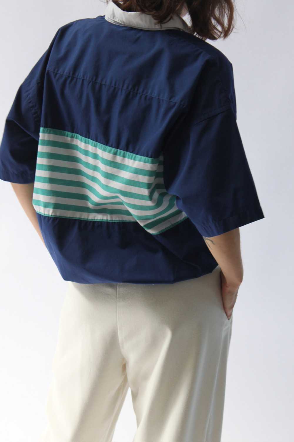 Vintage Christian Dior Striped & Collared Popover - image 6