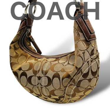 COACH Shoulder Bag Signature Leather Crescent Hal… - image 1