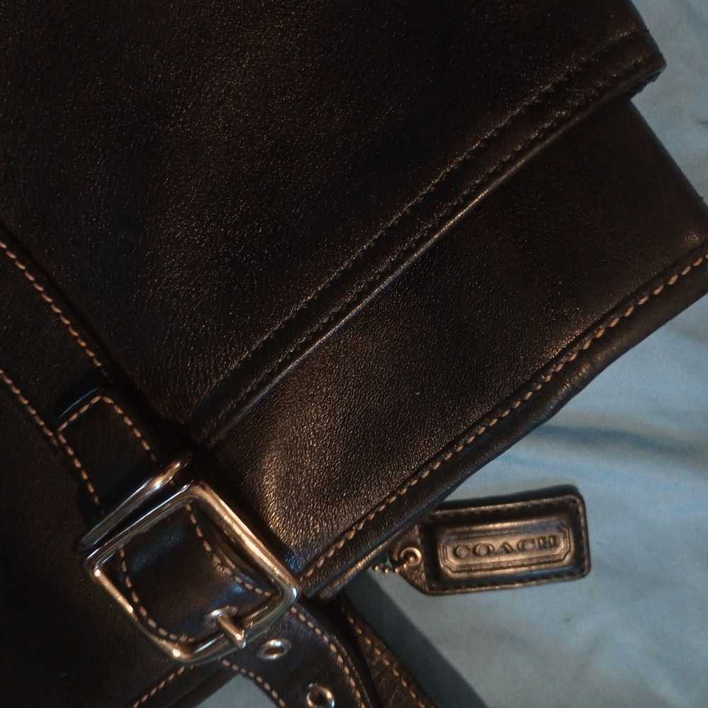 COACH HAMPTON BLACK LARGE LEATHER TOTE BAG - image 6