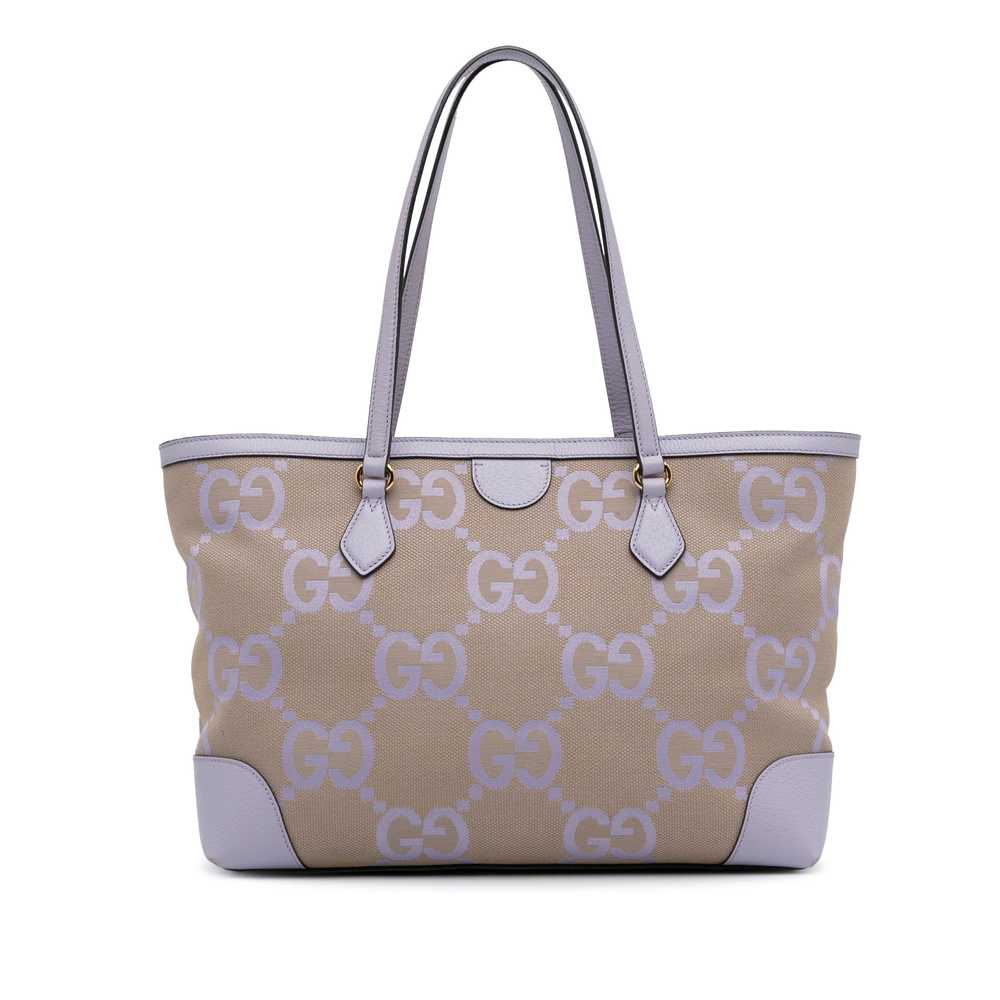 Beige and Lilac Gucci Medium Jumbo GG Ophidia Tote - image 4