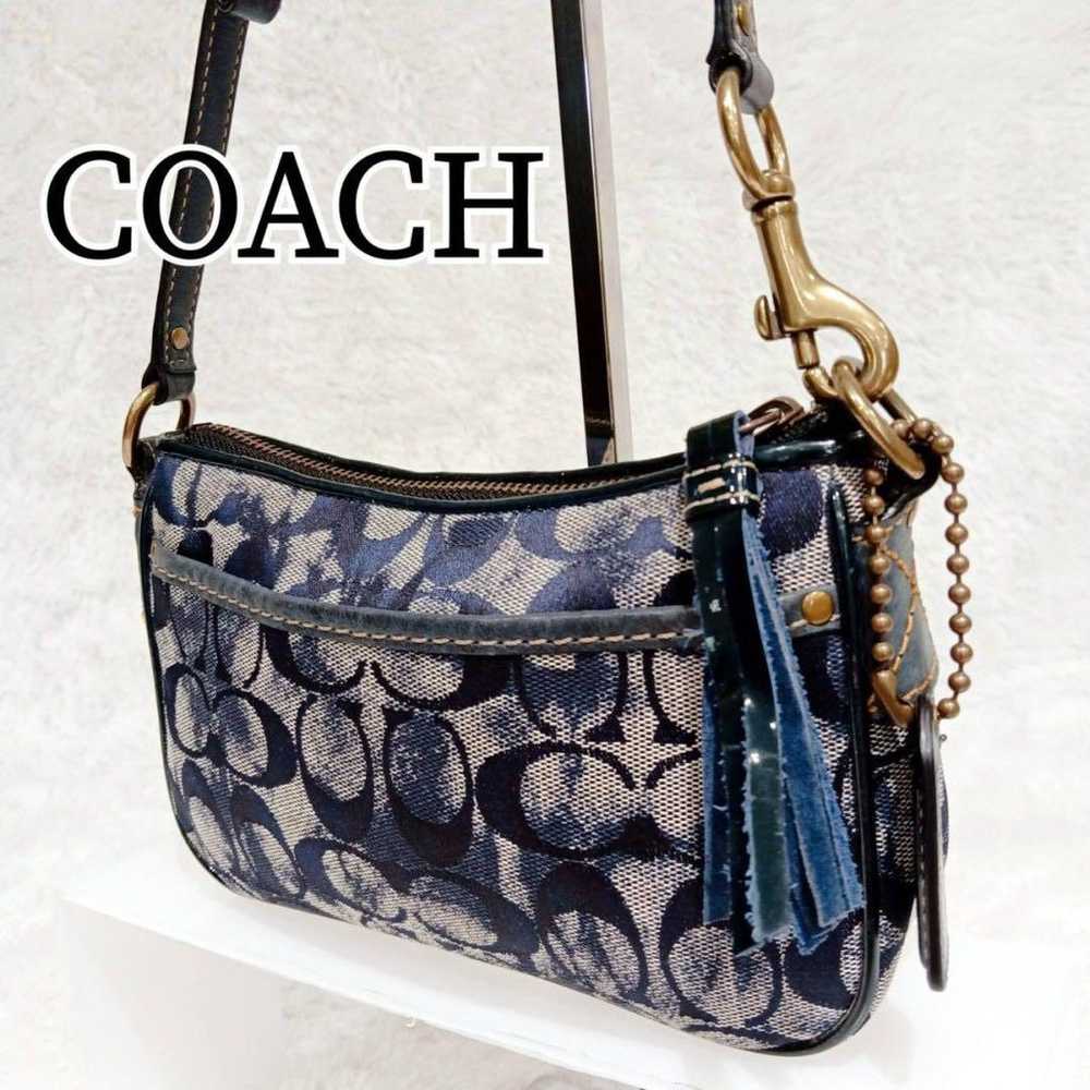 Coach pouch denim signature charm navy pouch. - image 1