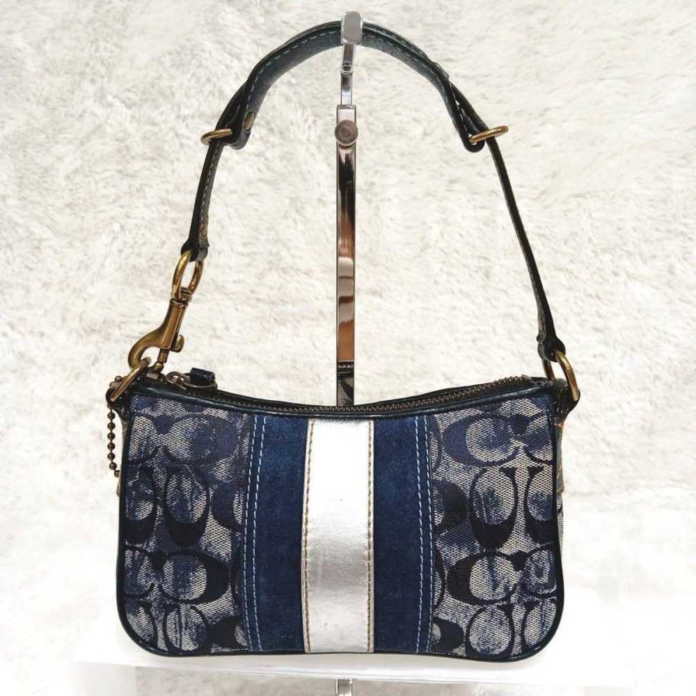 Coach pouch denim signature charm navy pouch. - image 3