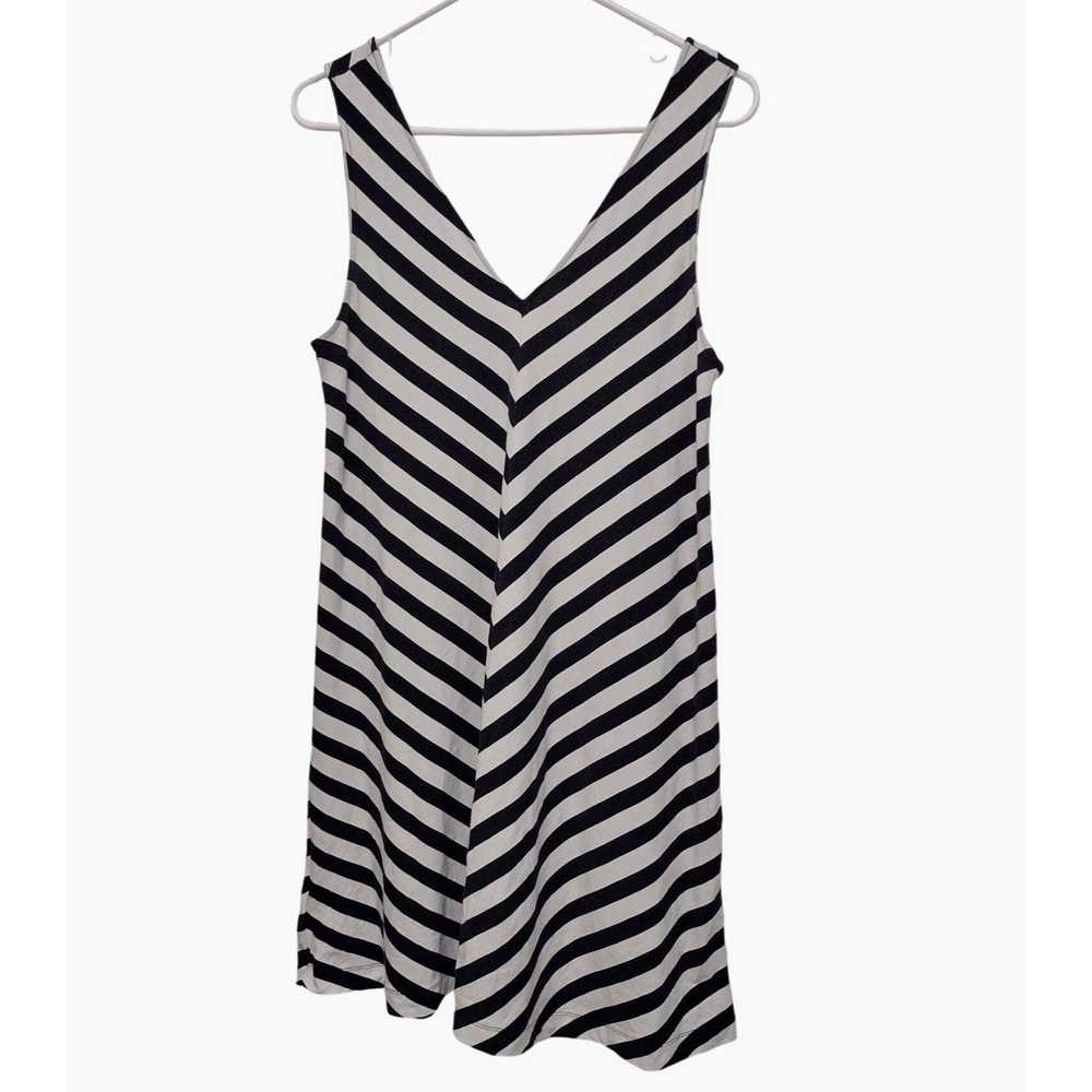 Loft LOFT Black & White Striped V-Neck Sleeveless… - image 1