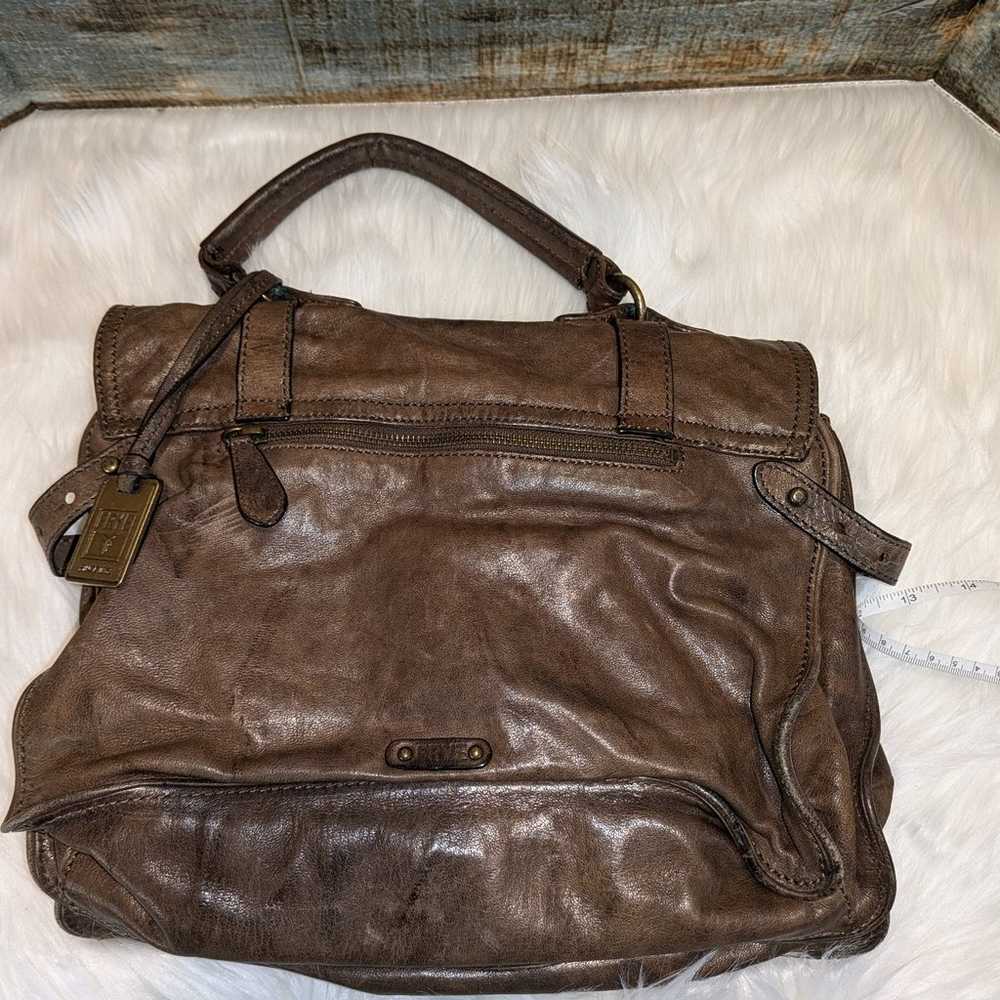 Frye Cameron Dark Brown Distressed Leather Satchel - image 2