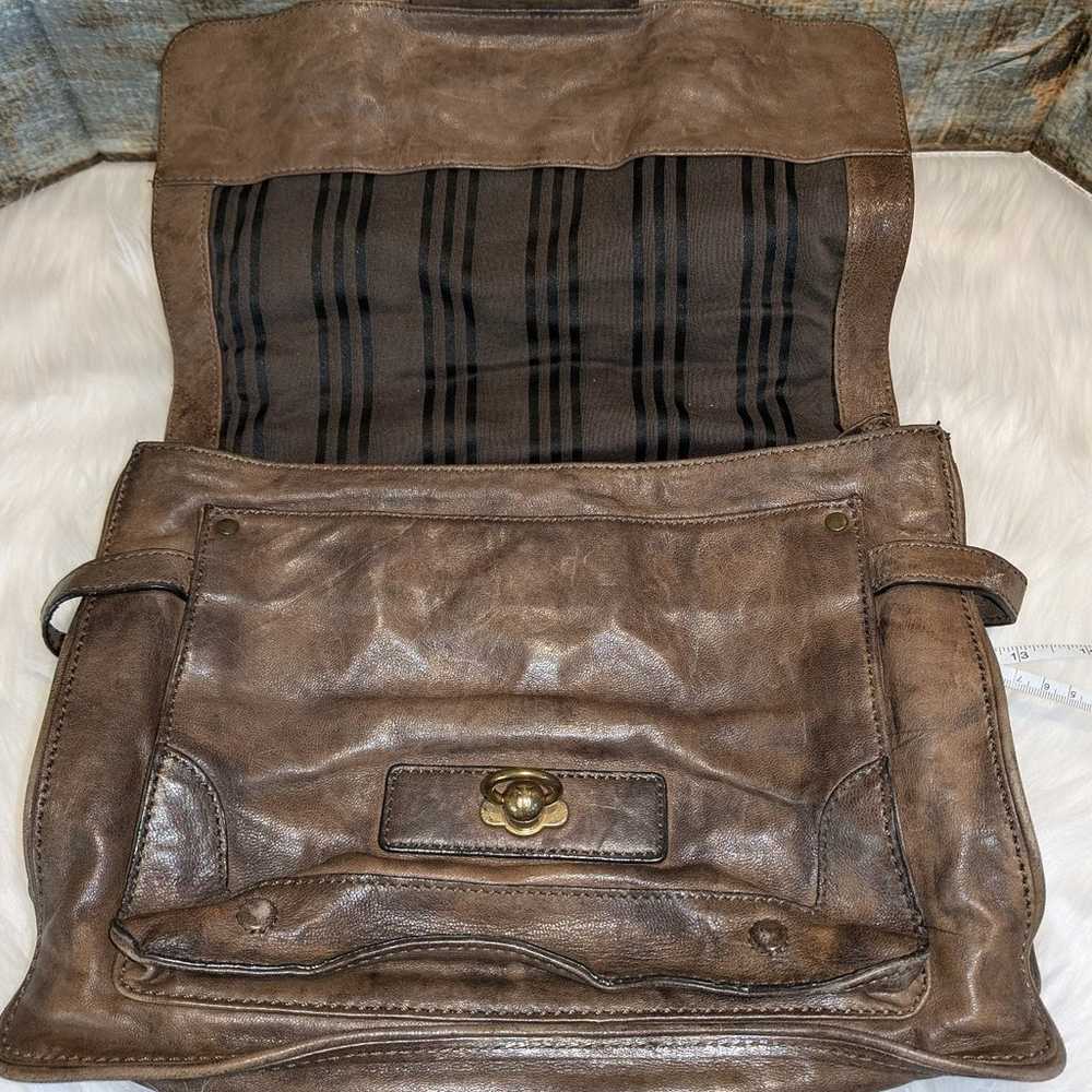 Frye Cameron Dark Brown Distressed Leather Satchel - image 3