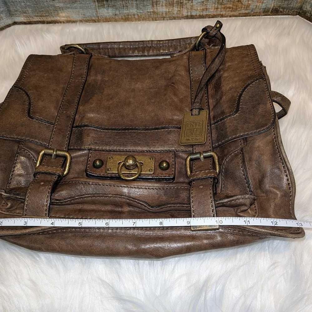 Frye Cameron Dark Brown Distressed Leather Satchel - image 9