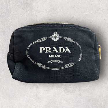 PRADA Canapa logo canvas pouch black