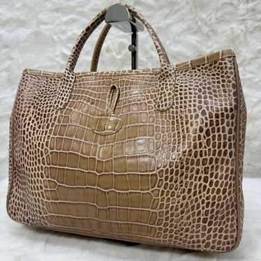 LONGCHAMP Rozo Handbag Crocodile Embossed