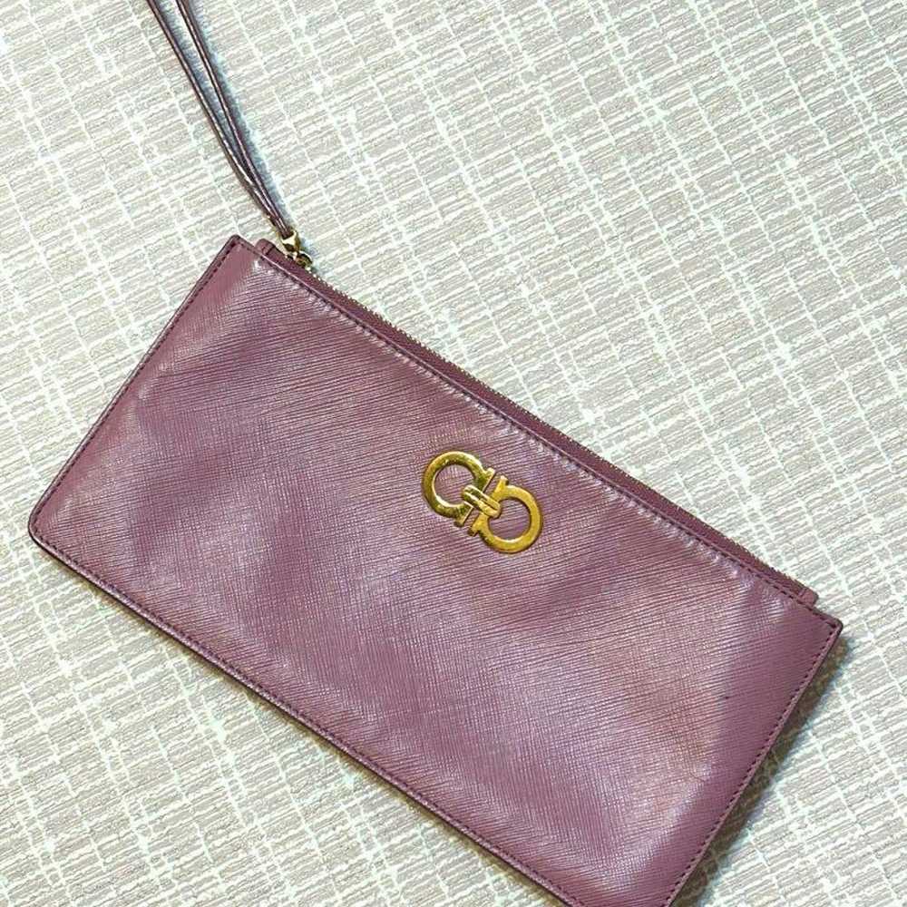 Ferragamo clutch bag pouch Gancini leather genuin… - image 9