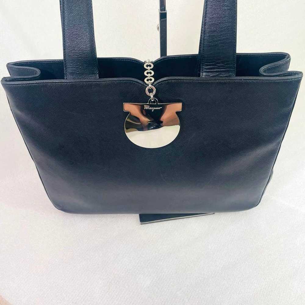 Salvatore Ferragamo Tote Bag Gancini Black Leathe… - image 2