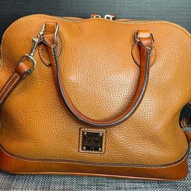 Dooney & Bourke Pebble Leather Zip Satchel Carame… - image 1