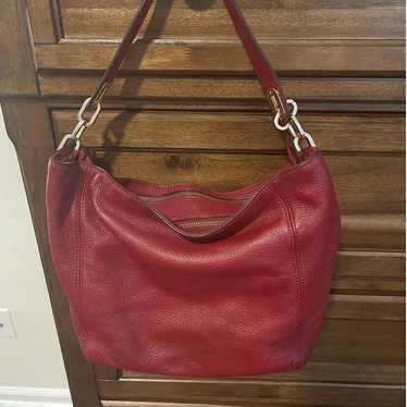 Michael Kors Red Leather Pebbled Hobo with Gold T… - image 1