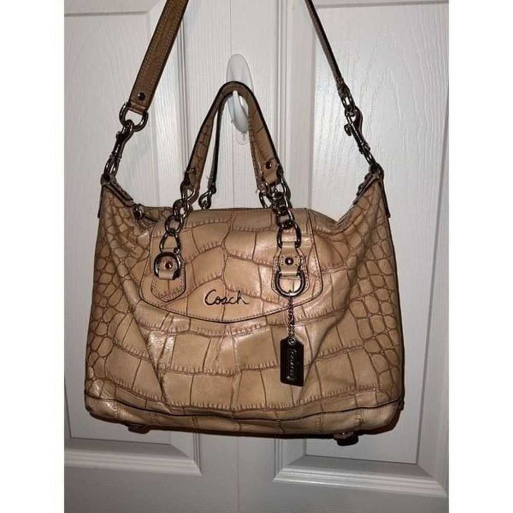 Coach Ashley camel beige in color leather croc em… - image 12