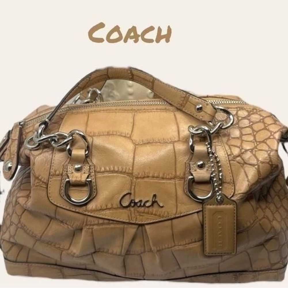 Coach Ashley camel beige in color leather croc em… - image 1