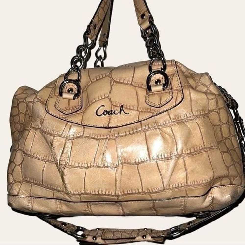 Coach Ashley camel beige in color leather croc em… - image 2