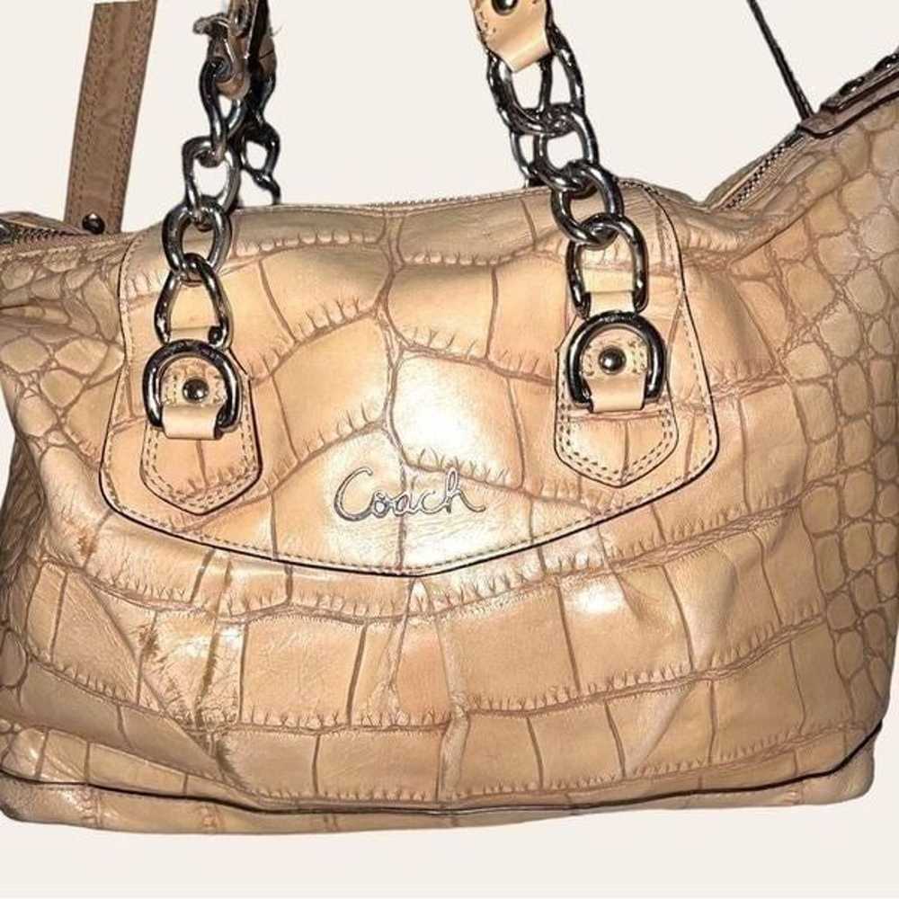 Coach Ashley camel beige in color leather croc em… - image 3