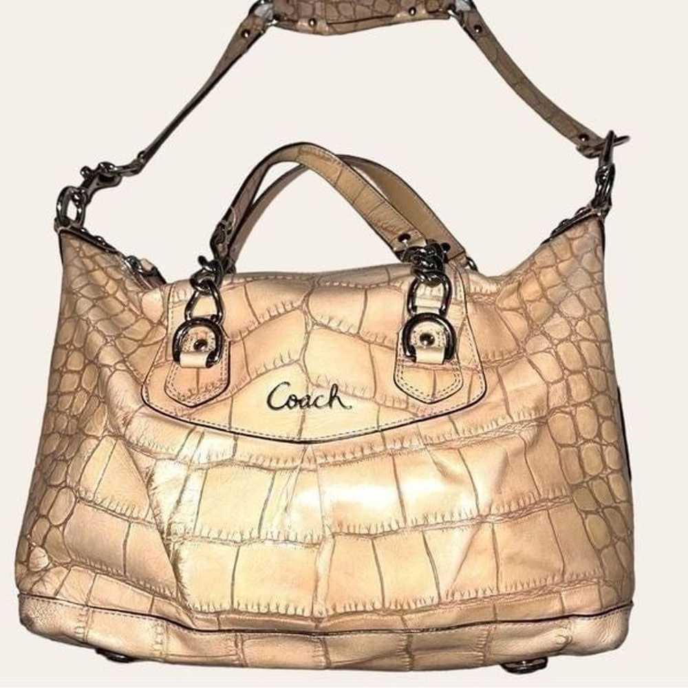 Coach Ashley camel beige in color leather croc em… - image 4