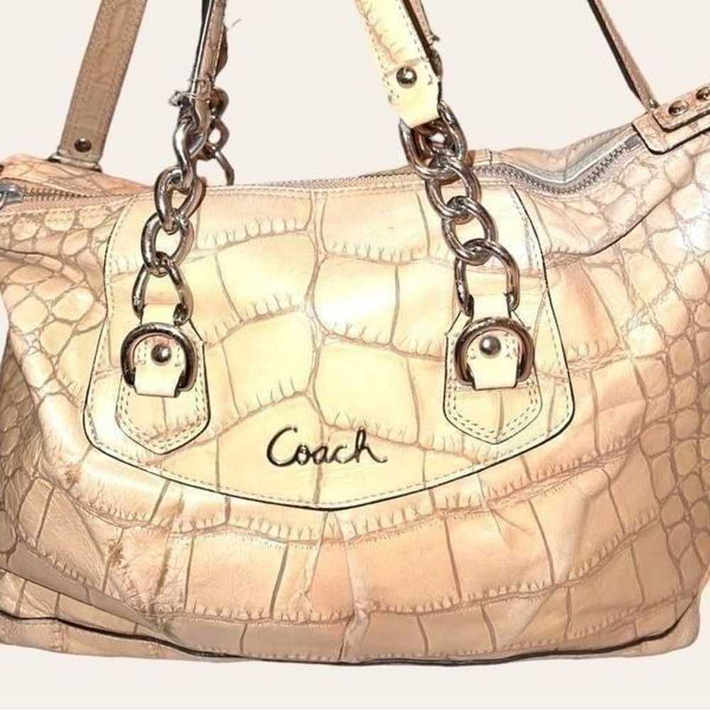 Coach Ashley camel beige in color leather croc em… - image 6