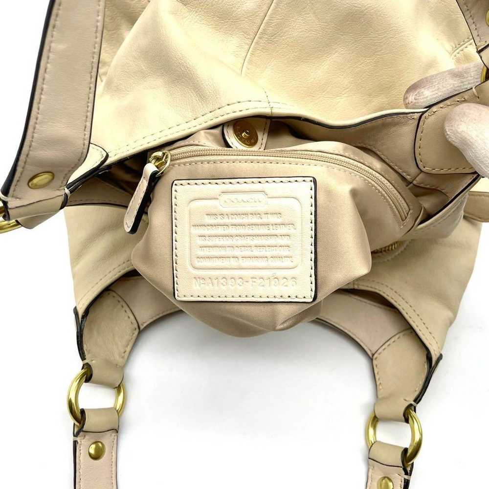 COACH Leather Ashley One-Shoulder Bag Beige Hobo - image 12