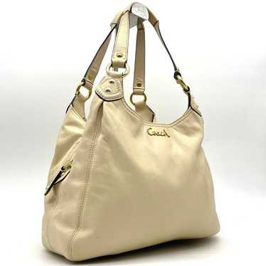 COACH Leather Ashley One-Shoulder Bag Beige Hobo - image 1