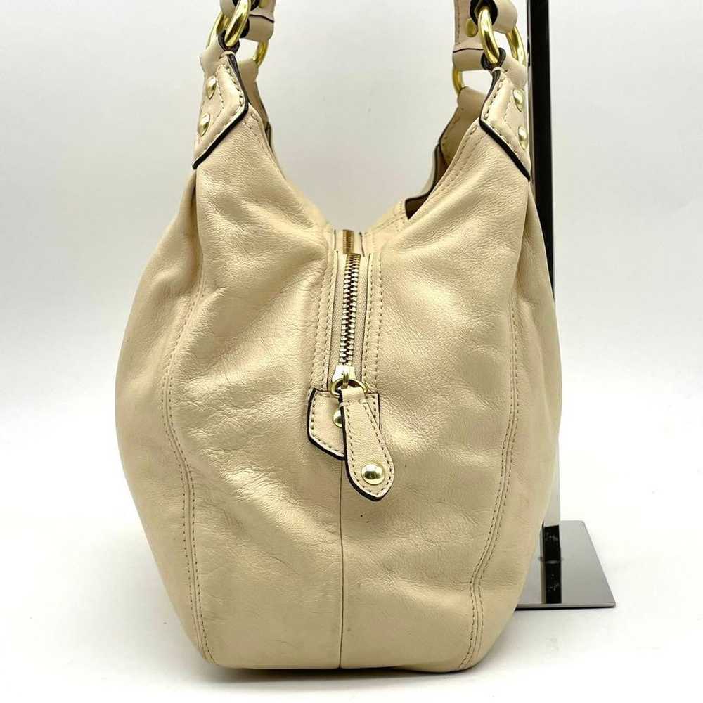 COACH Leather Ashley One-Shoulder Bag Beige Hobo - image 4