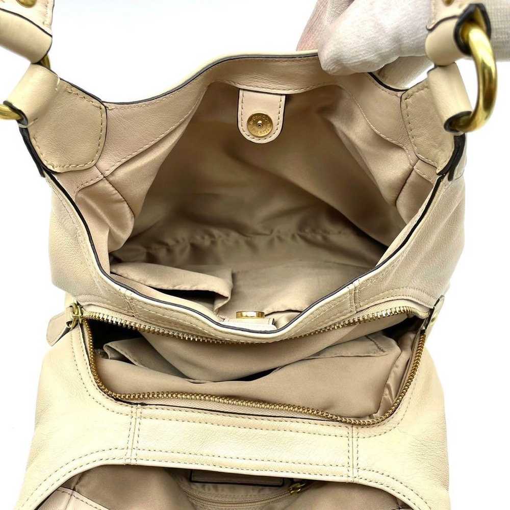 COACH Leather Ashley One-Shoulder Bag Beige Hobo - image 8