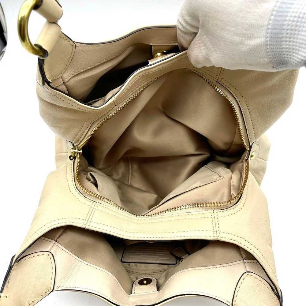 COACH Leather Ashley One-Shoulder Bag Beige Hobo - image 9