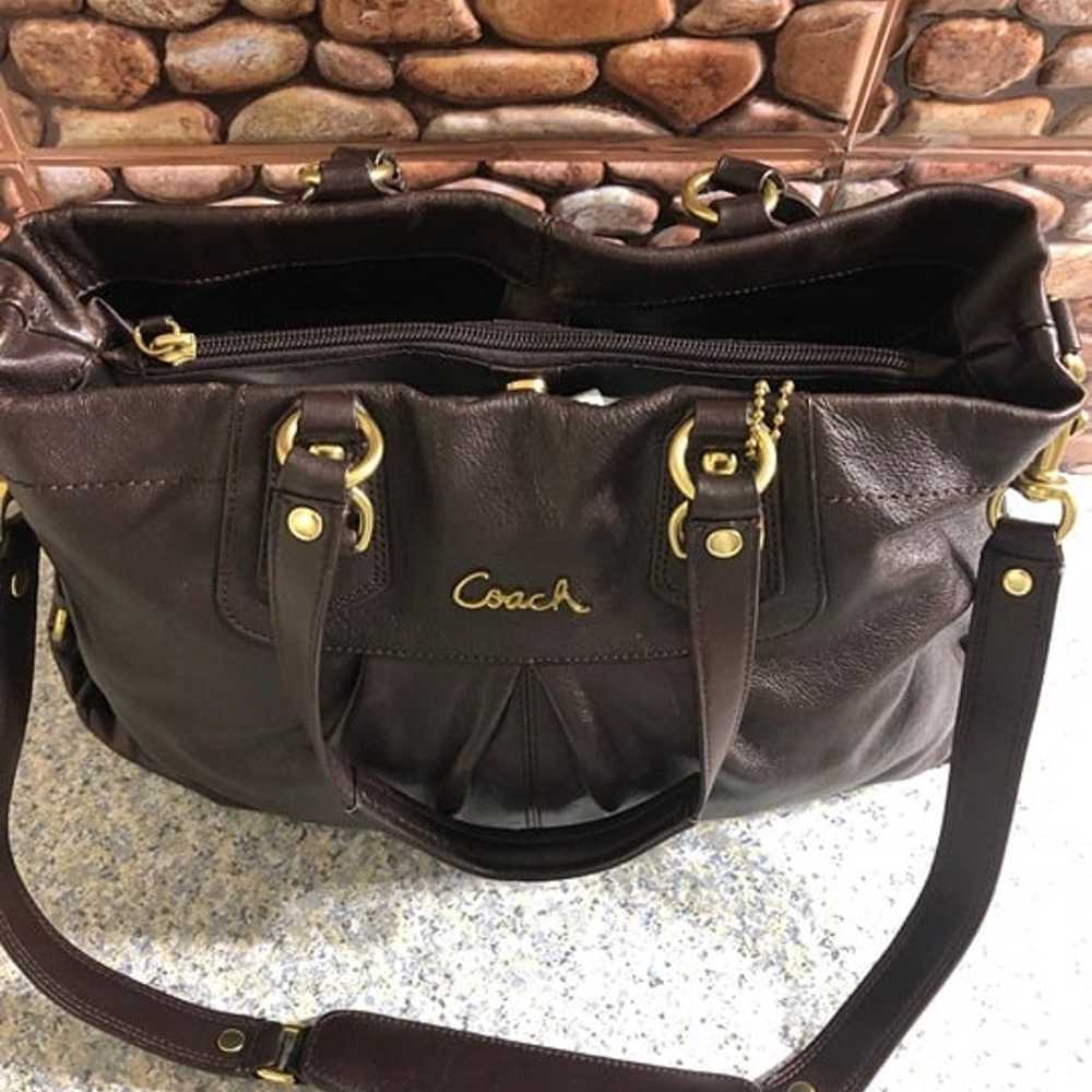 Coach dark brown Leather Ashley Satchel Shoulder … - image 8