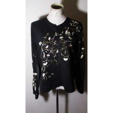 Allsaints Embroidered Sheer Sleeve Black Full Zip… - image 1