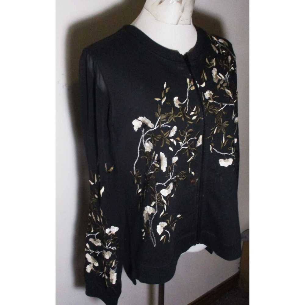 Allsaints Embroidered Sheer Sleeve Black Full Zip… - image 3