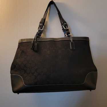 バッグ coach hampton signature callyall tote NWT COACH HAMPTONS XL BLACK SIGNATURE C BUSINESS CARRYALL