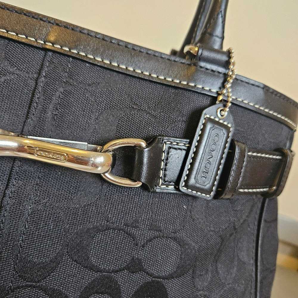 Like New!Coach Signature Jacquard/Black Leather S… - image 10