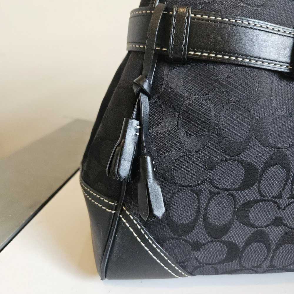 Like New!Coach Signature Jacquard/Black Leather S… - image 4