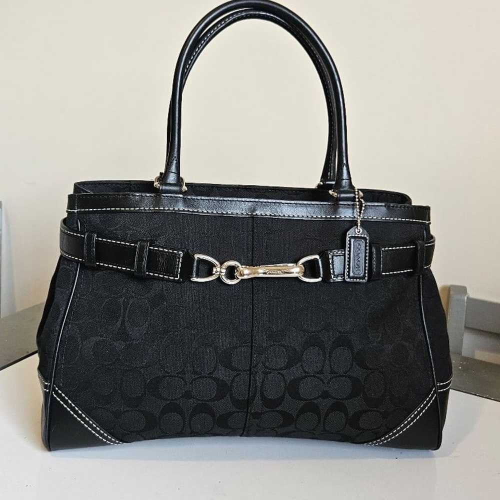 Like New!Coach Signature Jacquard/Black Leather S… - image 5