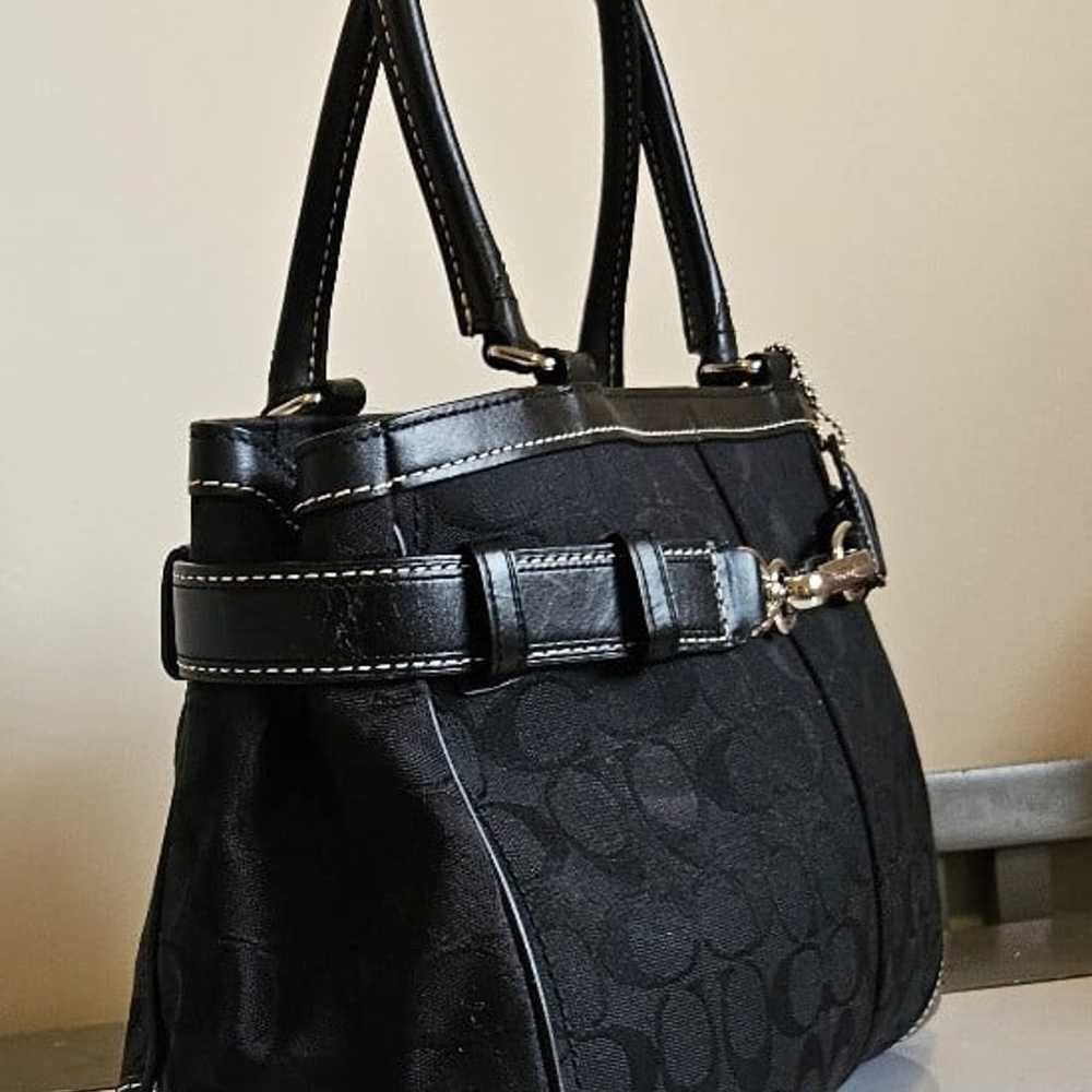 Like New!Coach Signature Jacquard/Black Leather S… - image 9